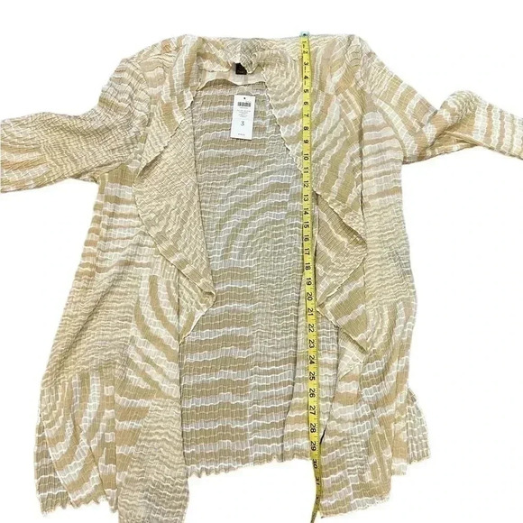 Chicos Travelers Crinkled Jacket Sz 3 XL Canella Tan Geo Swirl Artsy NWT $119 - Picture 6 of 9